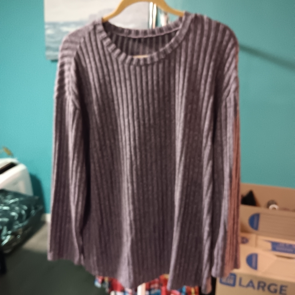 SHEIN Ribbed Knit Sweater in Dusty Purple